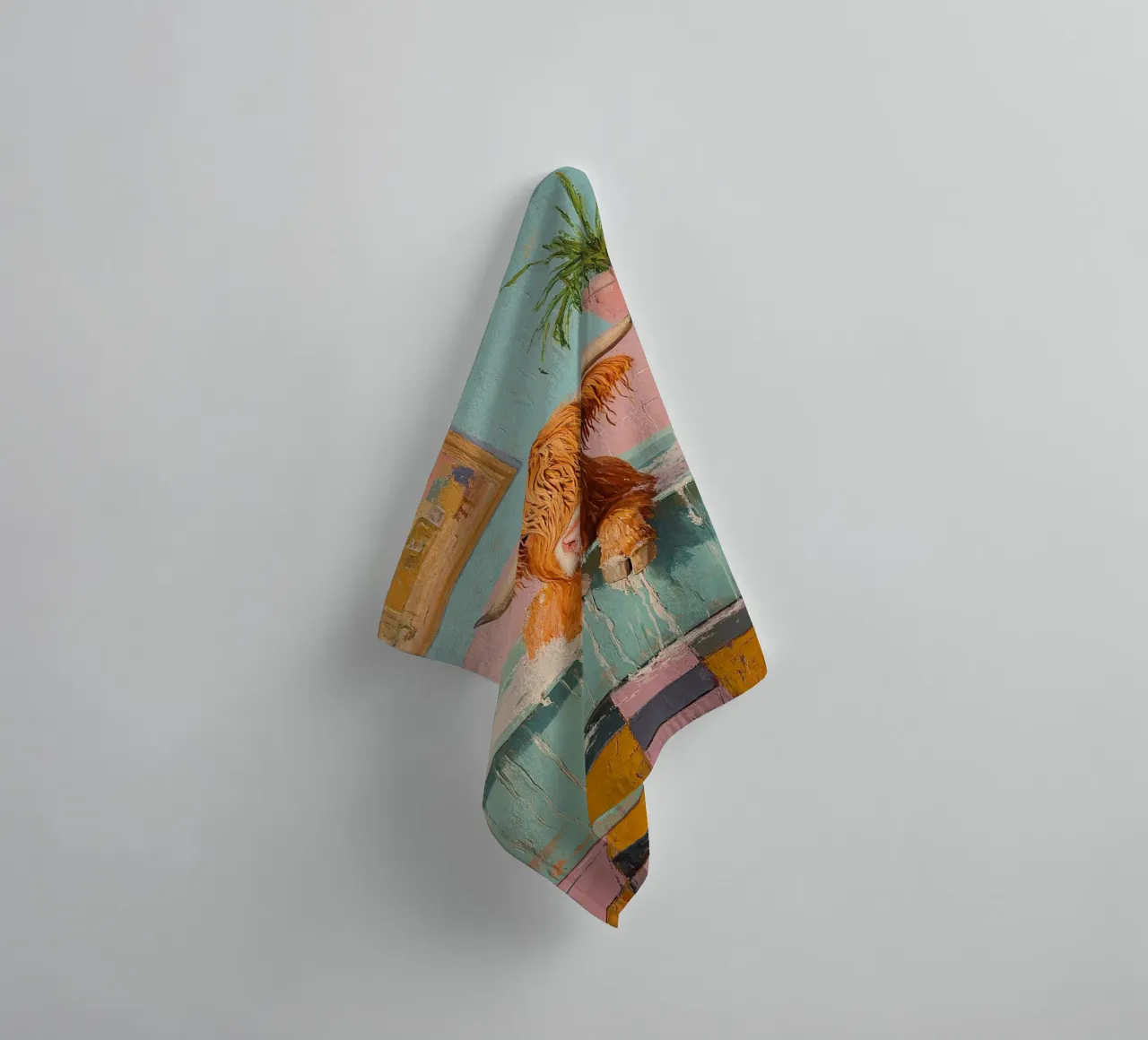 Mucca delle Highlands asciugamano da bagno da Nikis Art Studio