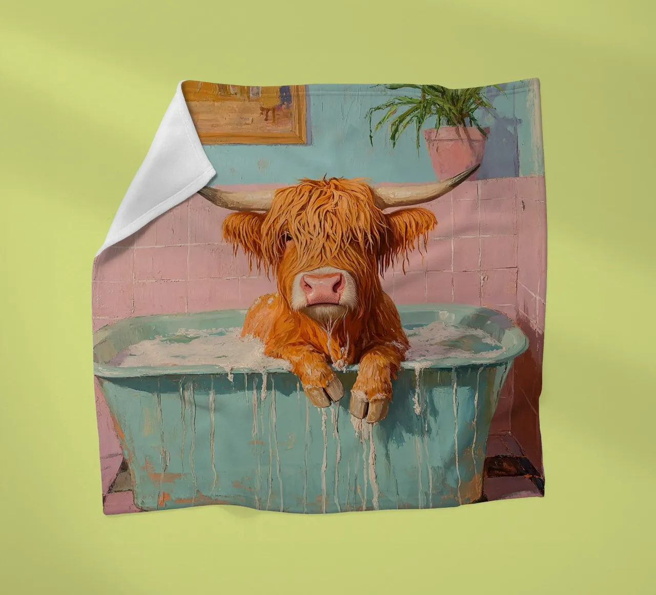 Mucca delle Highlands coperta in pile da Nikis Art Studio