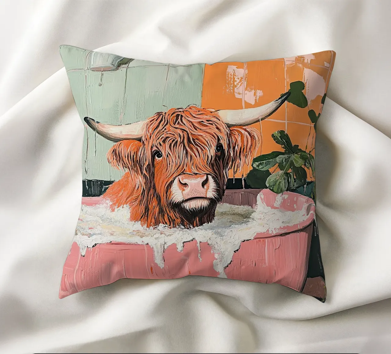Mucca delle Highlands cuscino da Nikis Art Studio