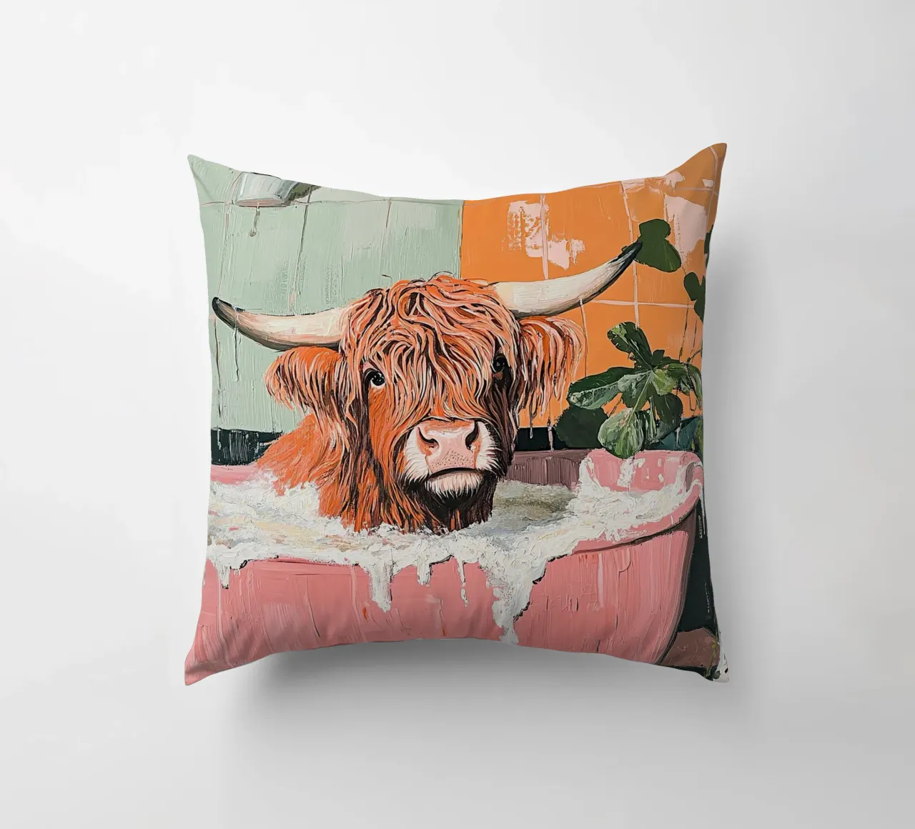 Mucca delle Highlands cuscino da Nikis Art Studio