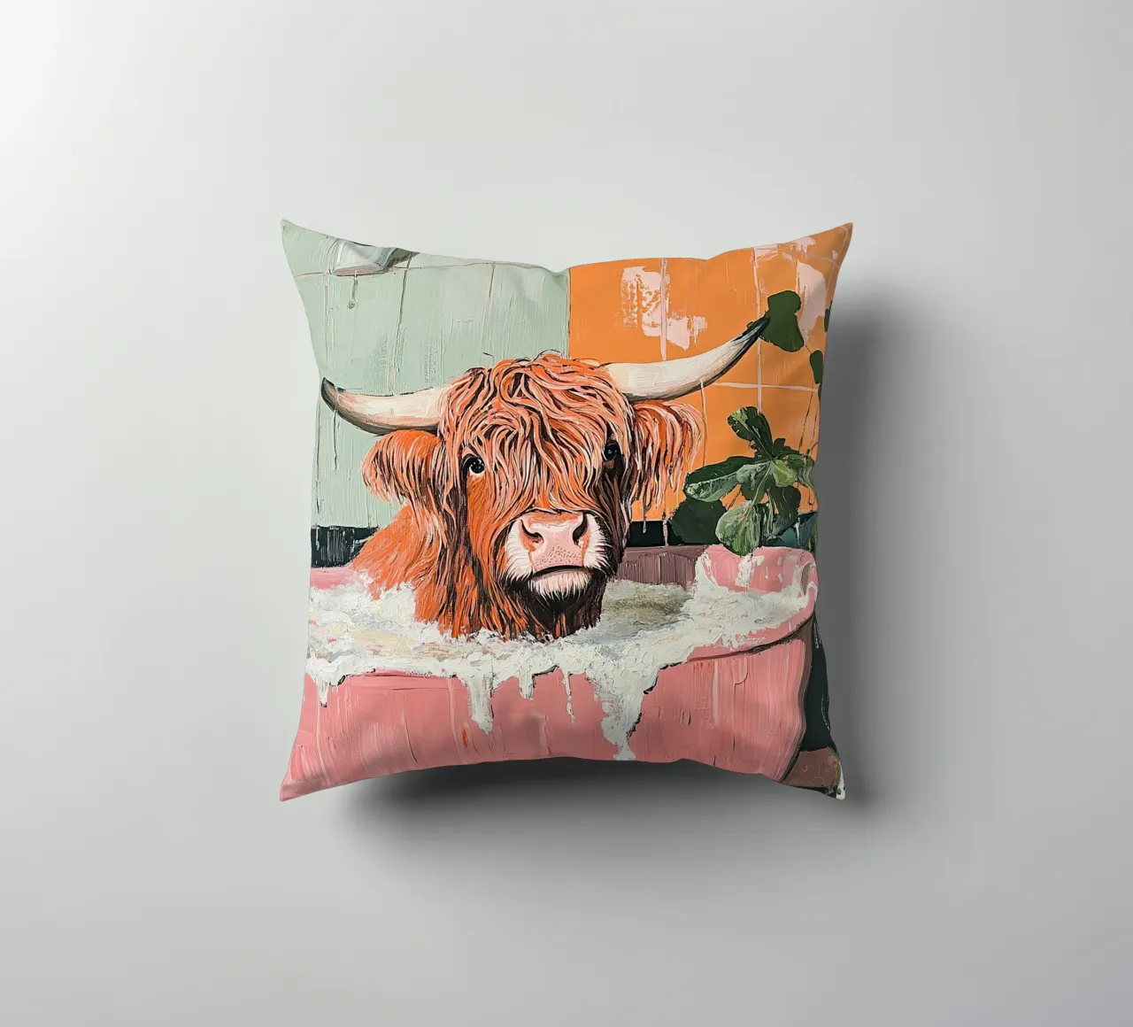 Mucca delle Highlands cuscino da Nikis Art Studio