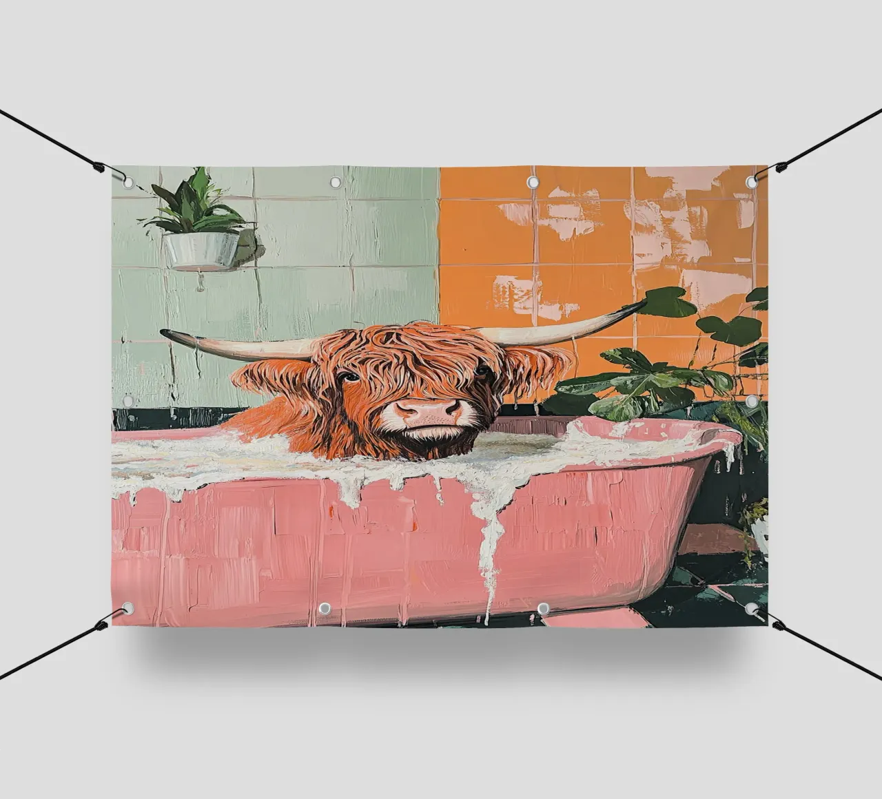Mucca delle Highlands telo in pvc da Nikis Art Studio