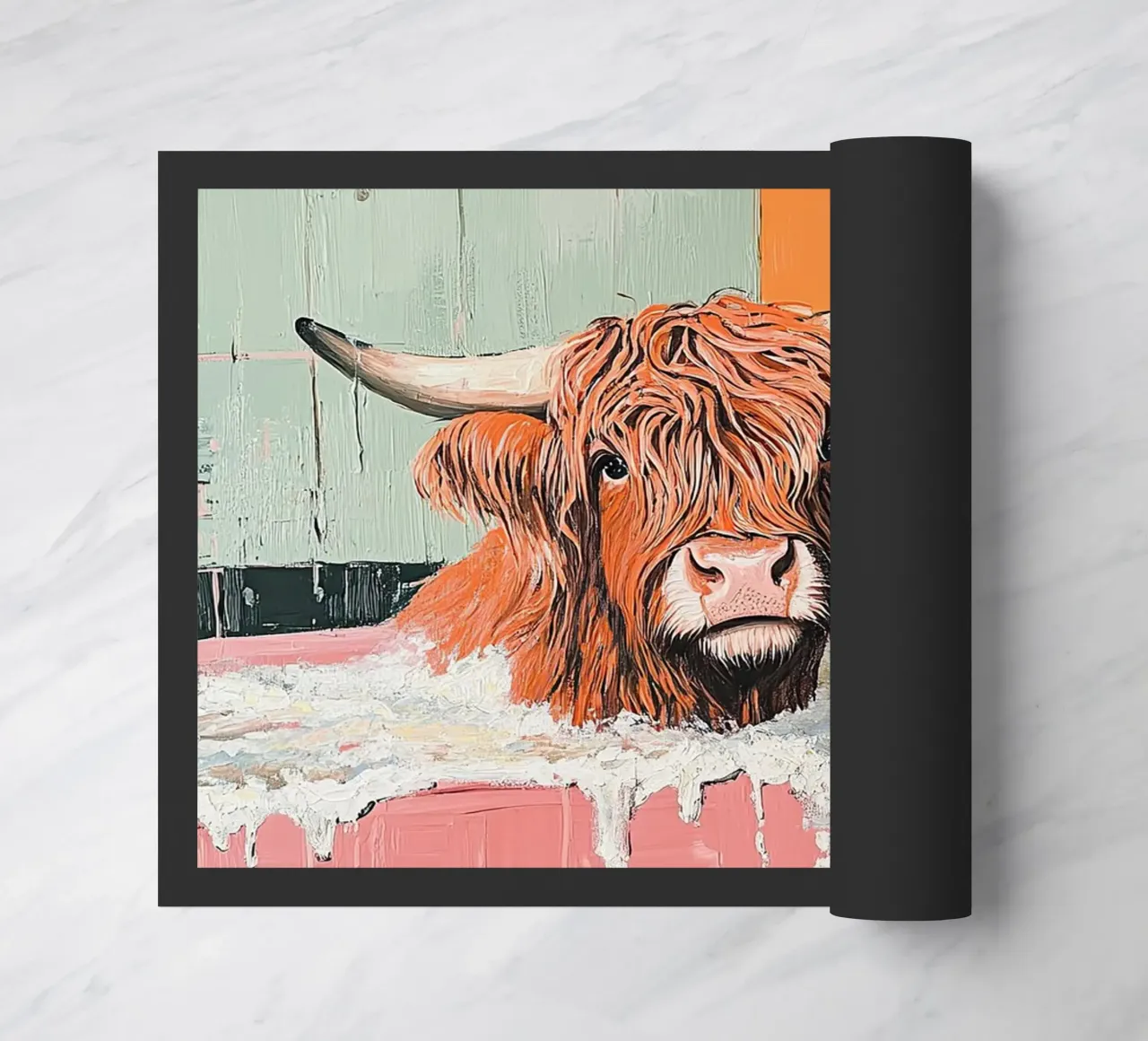 Mucca delle Highlands zerbino da Nikis Art Studio