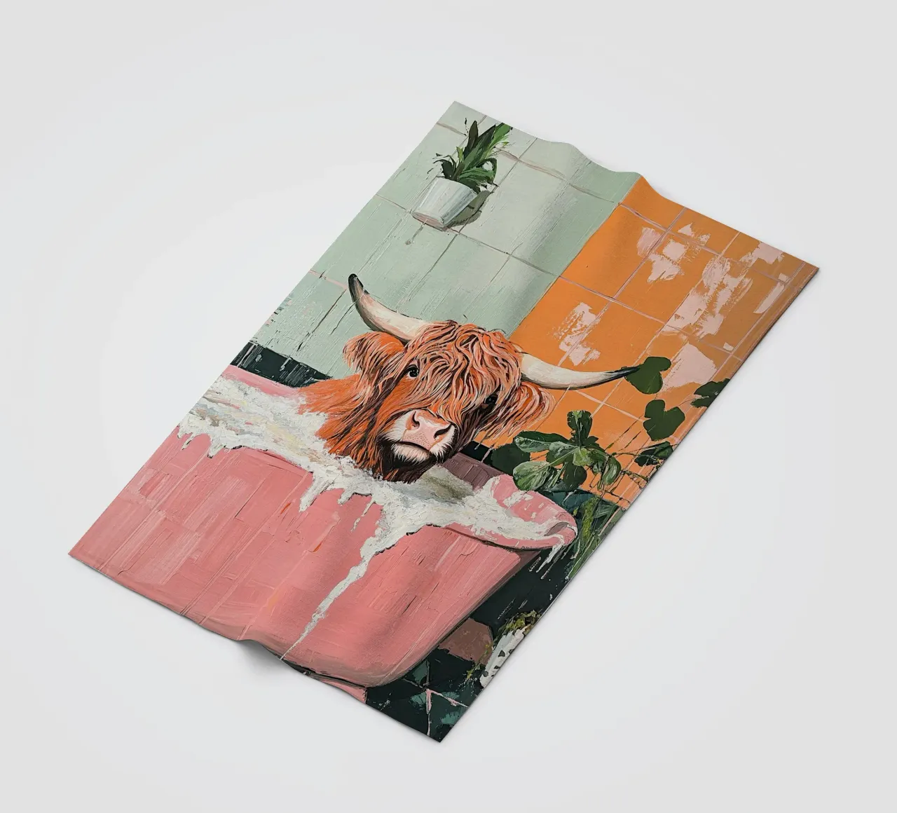 Mucca delle Highlands coperta in pile da Nikis Art Studio