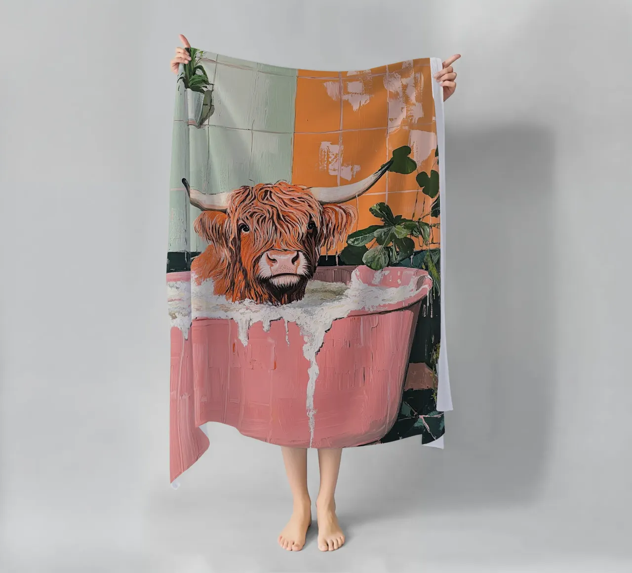 Mucca delle Highlands telo mare da Nikis Art Studio