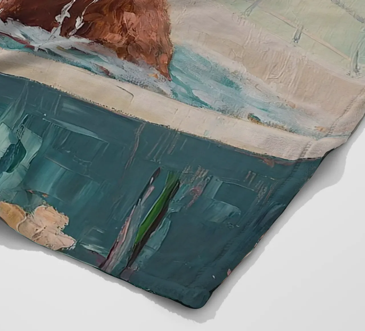 Mucca Highland nella vasca da bagno coperta in pile da Nikis Art Studio