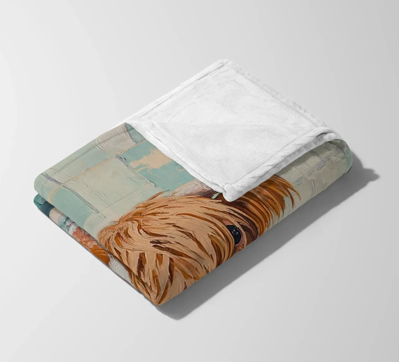 Mucca Highland nella vasca da bagno coperta in pile da Nikis Art Studio