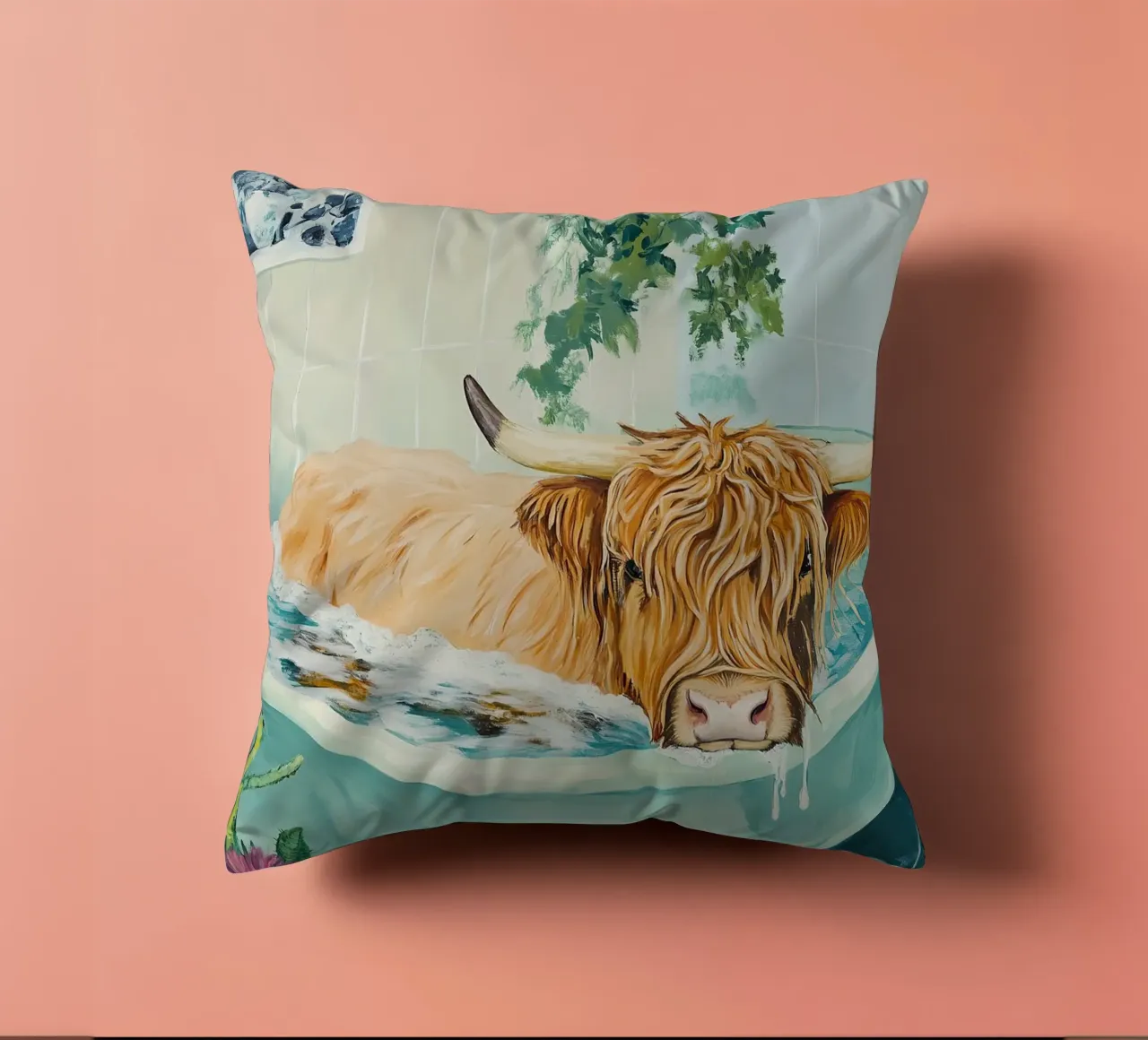 Mucca delle Highlands cuscino da Nikis Art Studio