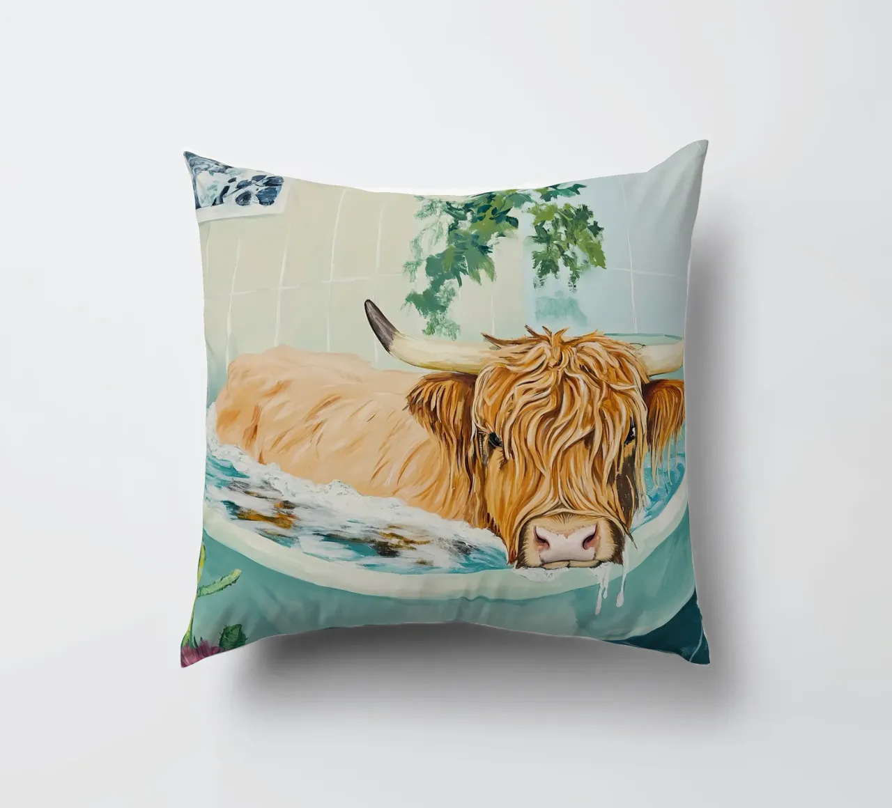 Mucca delle Highlands cuscino da Nikis Art Studio