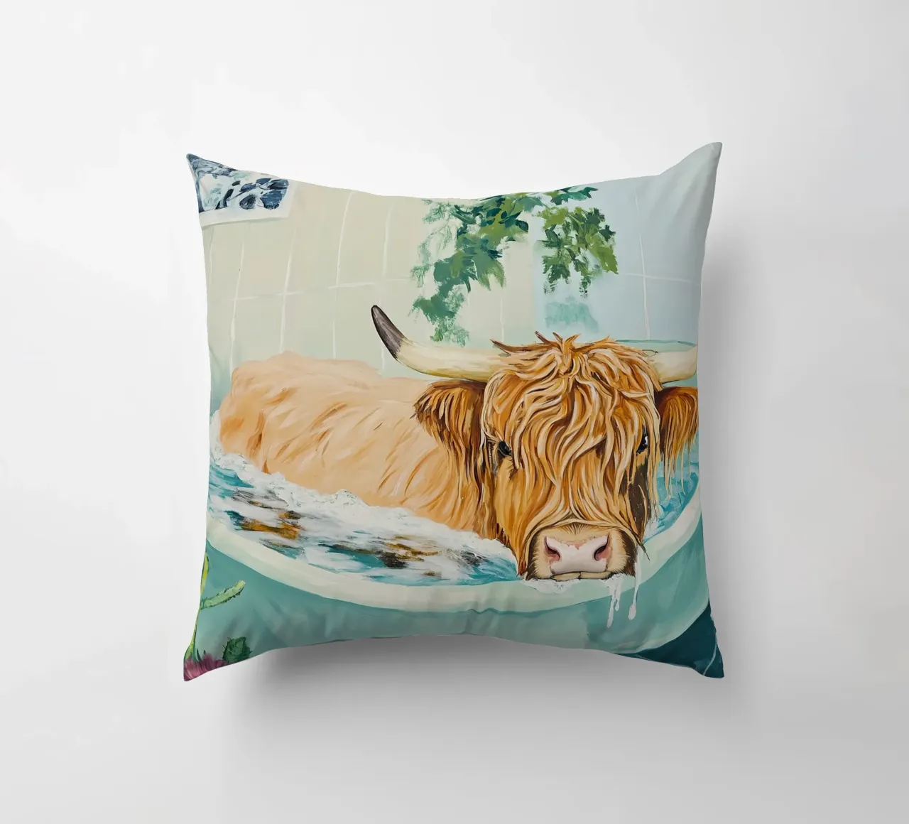 Mucca delle Highlands cuscino da Nikis Art Studio