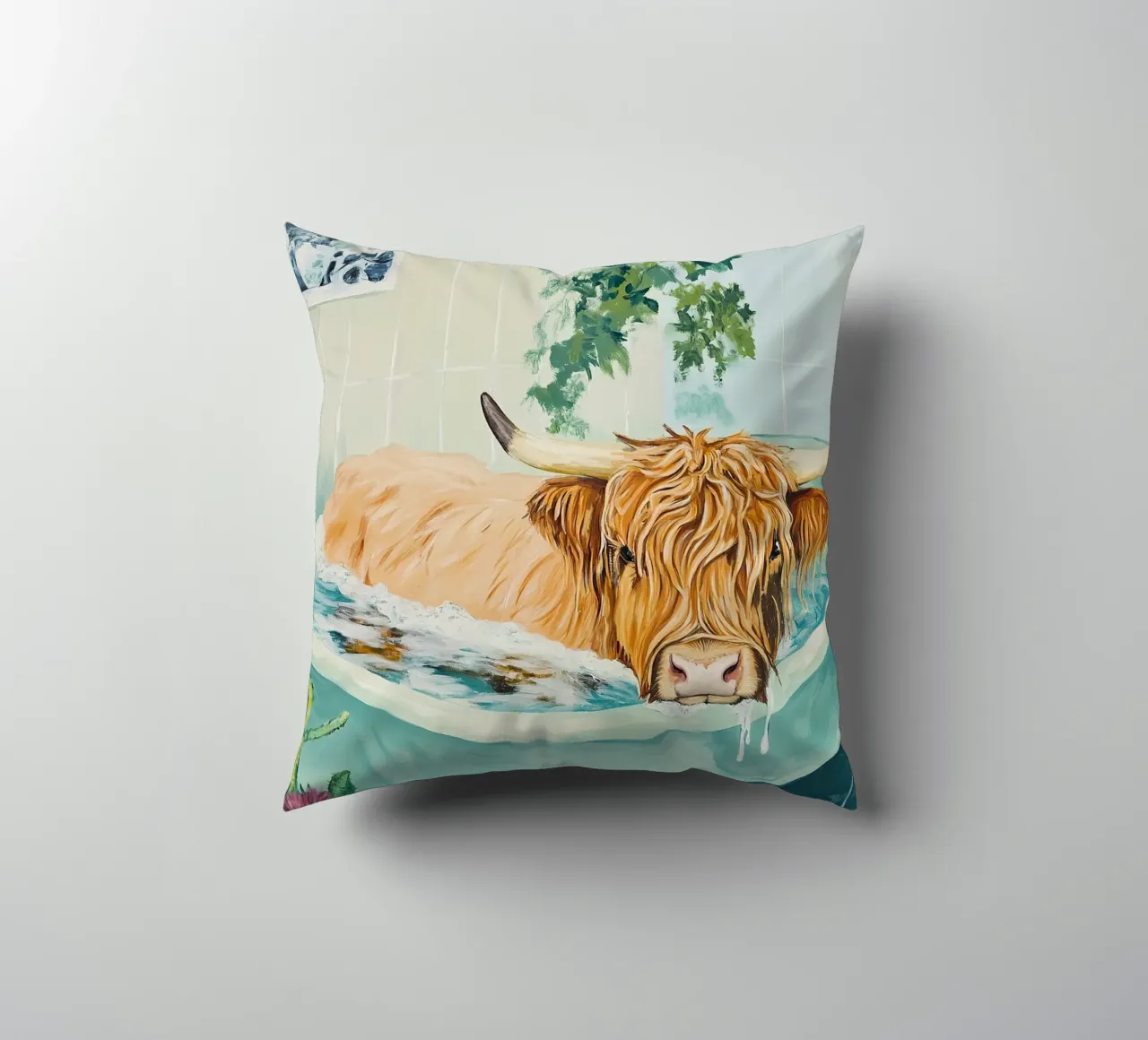 Mucca delle Highlands cuscino da Nikis Art Studio