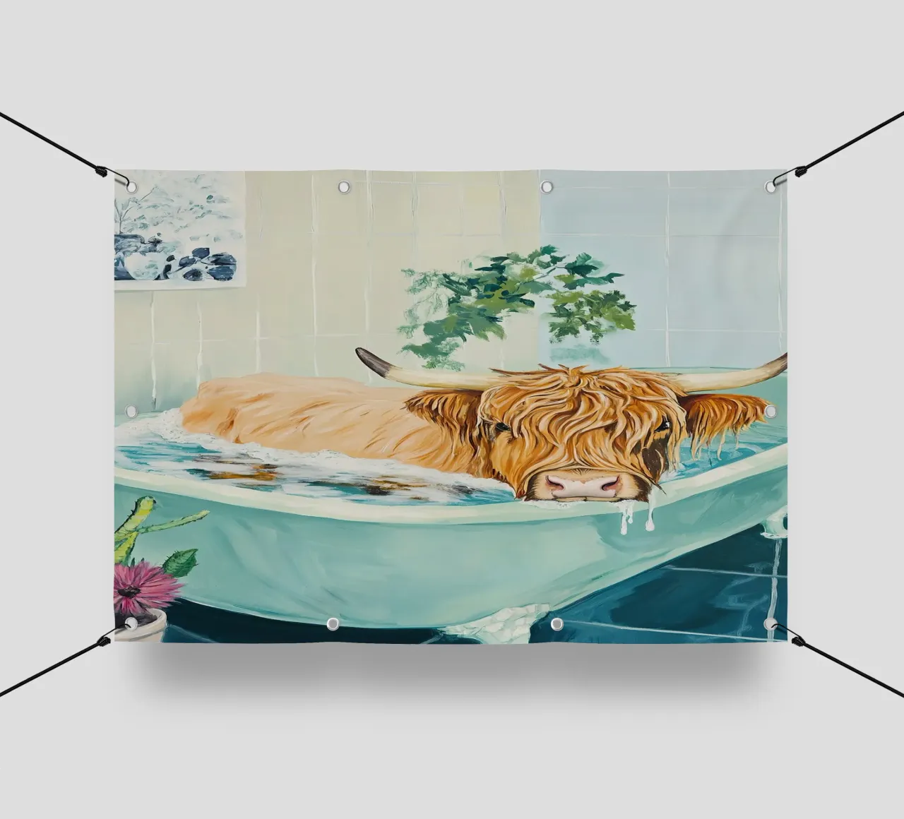 Mucca delle Highlands telo in pvc da Nikis Art Studio