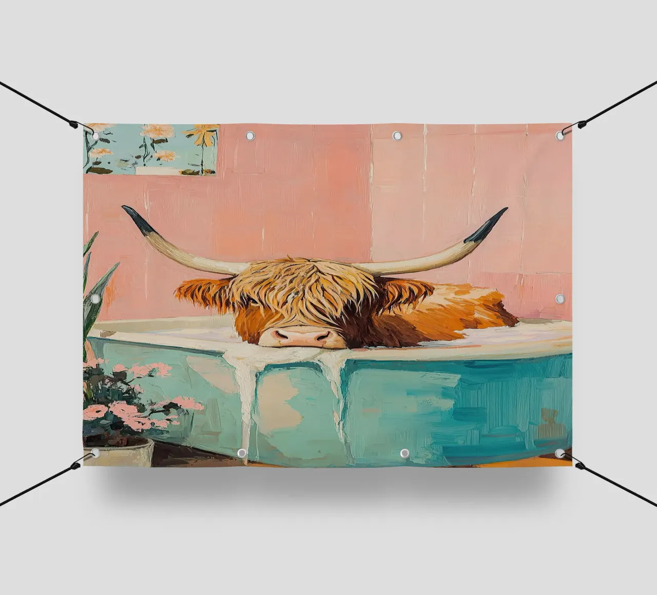Mucca delle Highlands telo in pvc da Nikis Art Studio