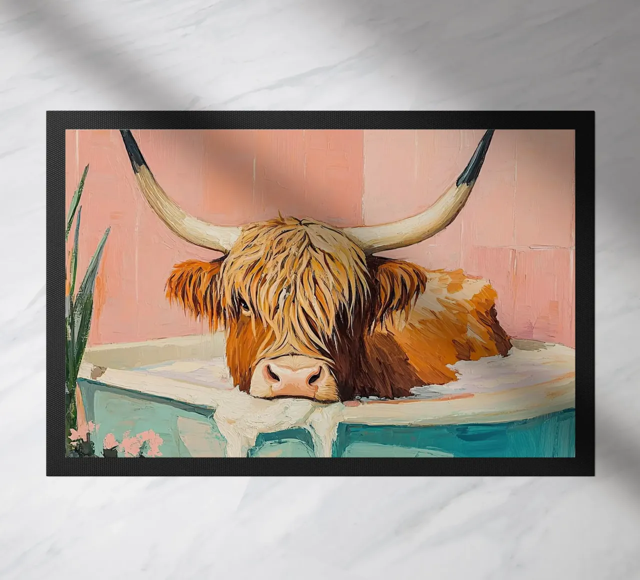 Mucca delle Highlands zerbino da Nikis Art Studio