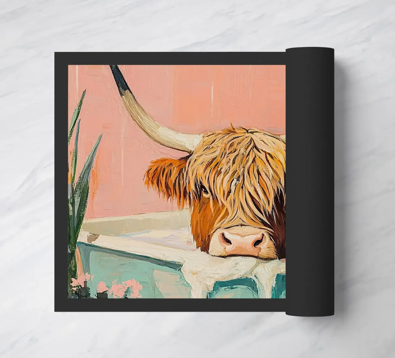 Mucca delle Highlands zerbino da Nikis Art Studio