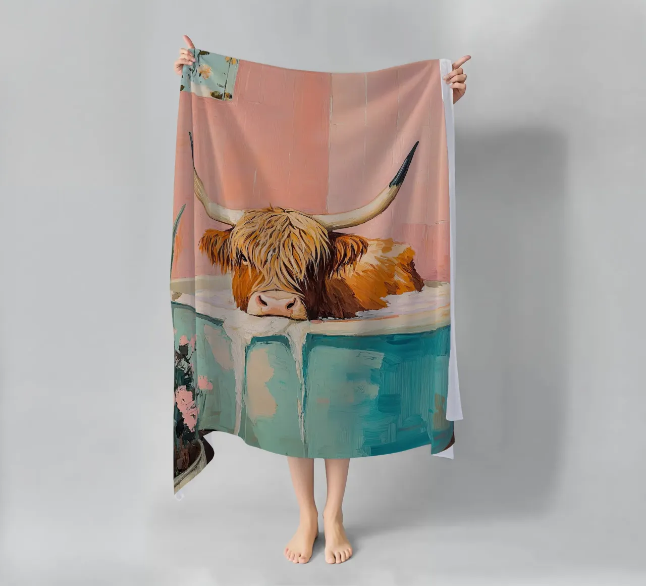 Mucca delle Highlands telo mare da Nikis Art Studio