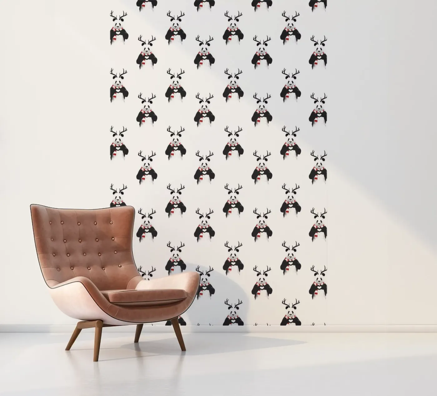 Xmas Panda Pattern fotobehang van Balazs Solti