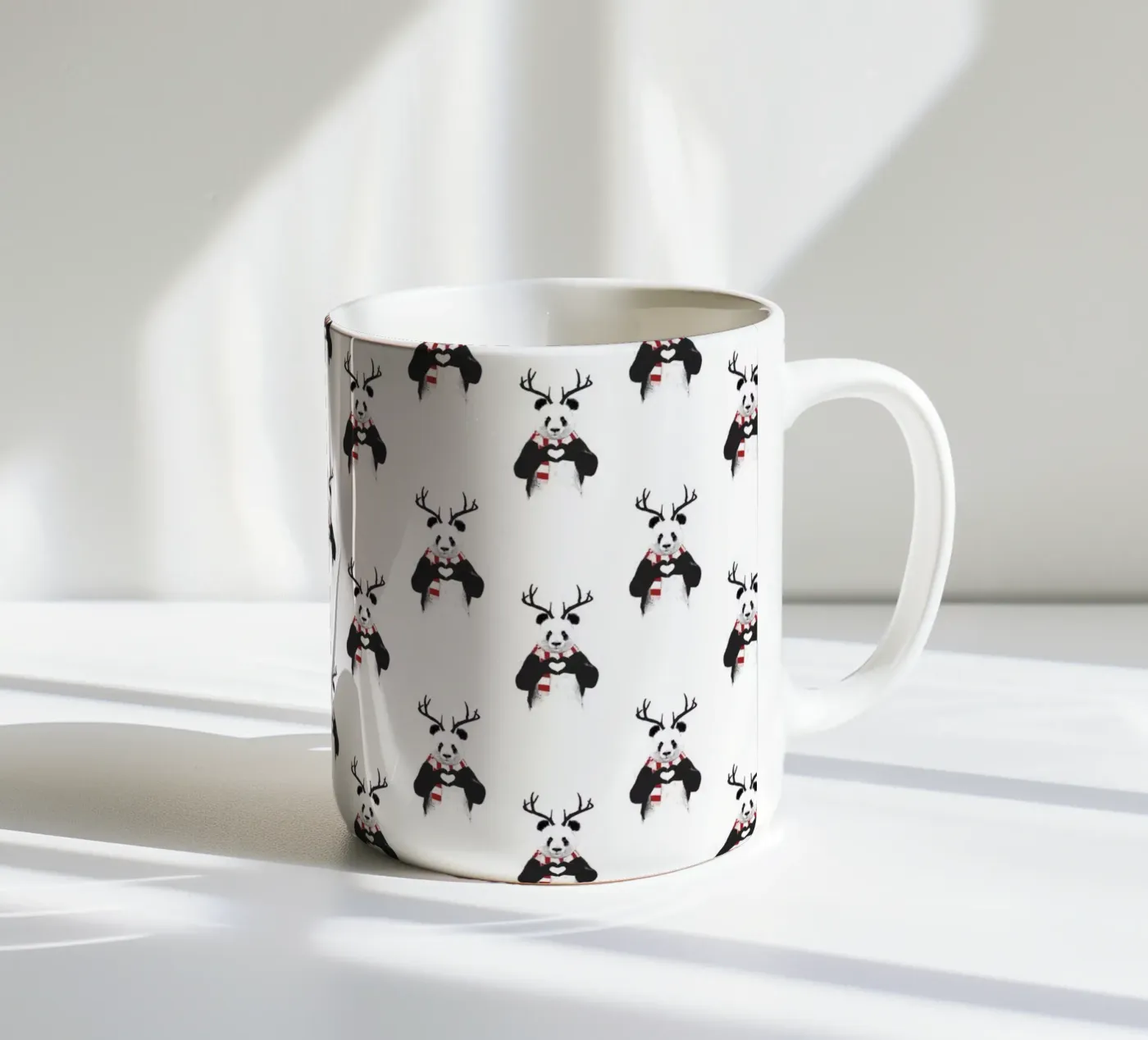 Xmas Panda Pattern ceramic mug by Balazs Solti