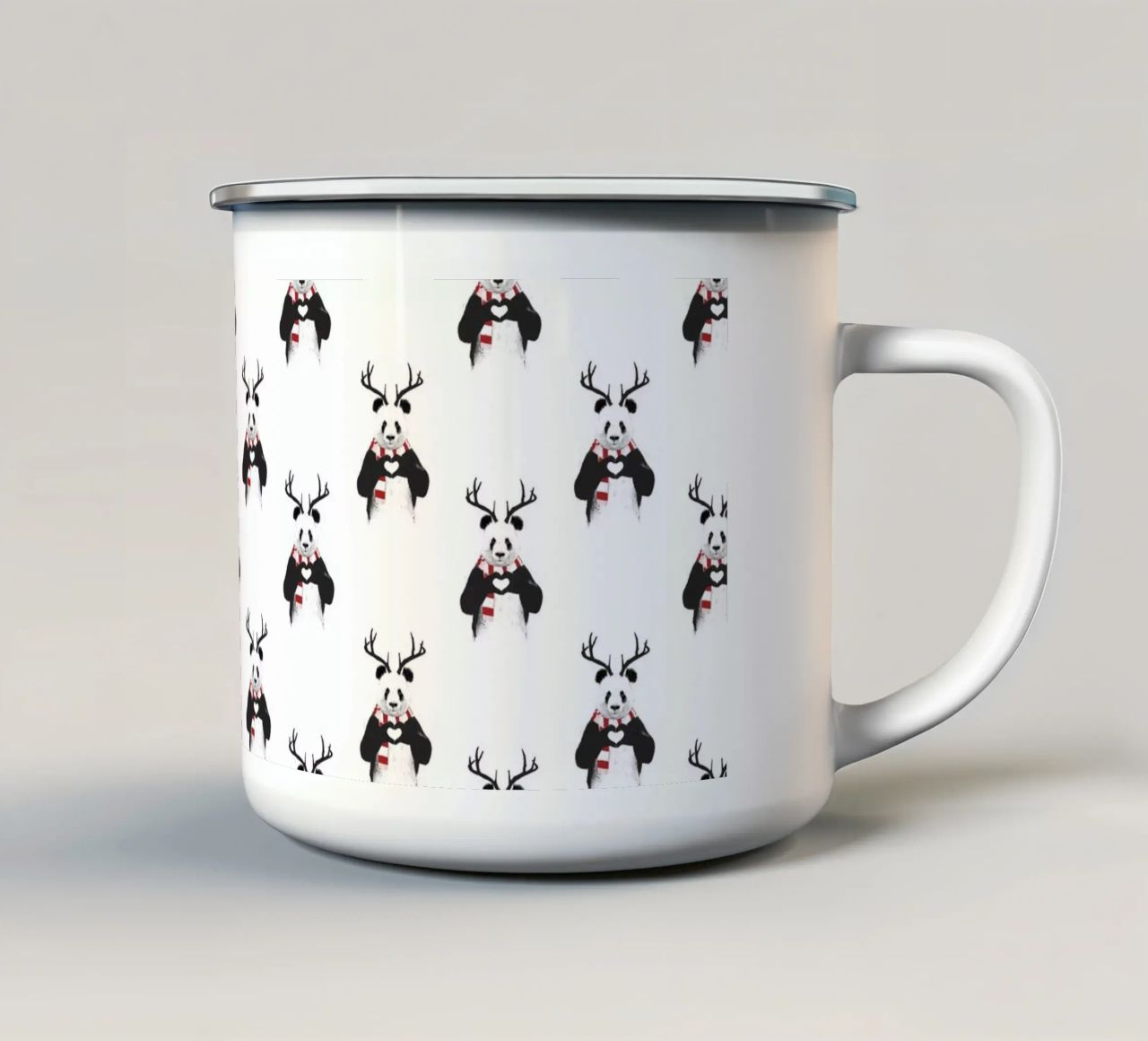 Xmas Panda Pattern tazza in smalto da Balazs Solti