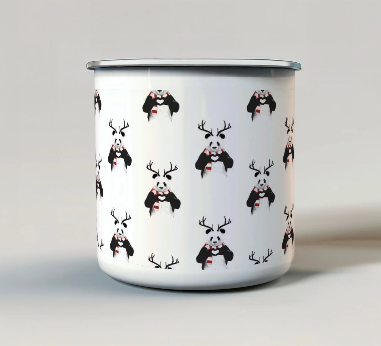 Xmas Panda Pattern tazza in smalto da Balazs Solti