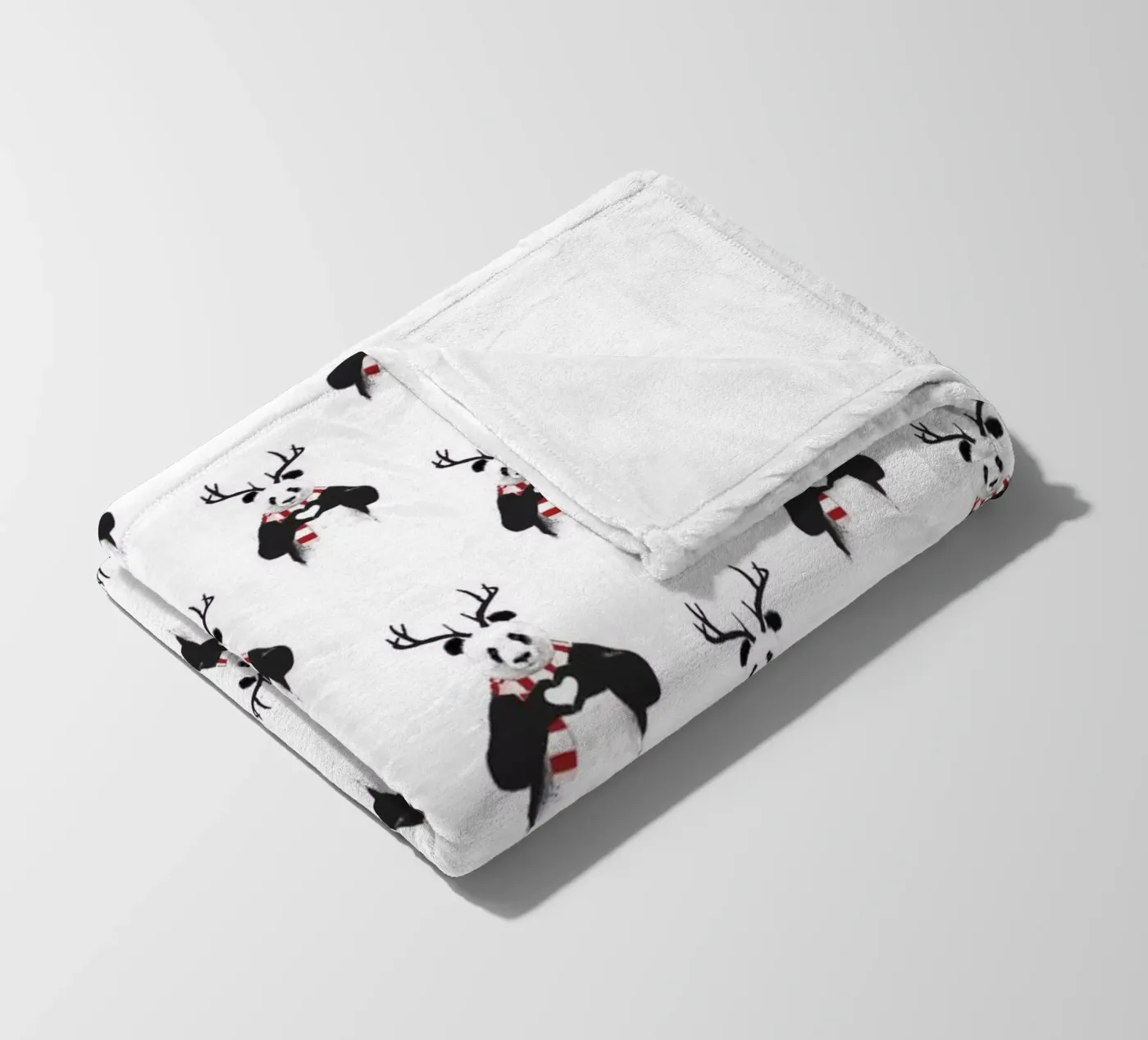 Xmas Panda Pattern fleece blanket by Balazs Solti
