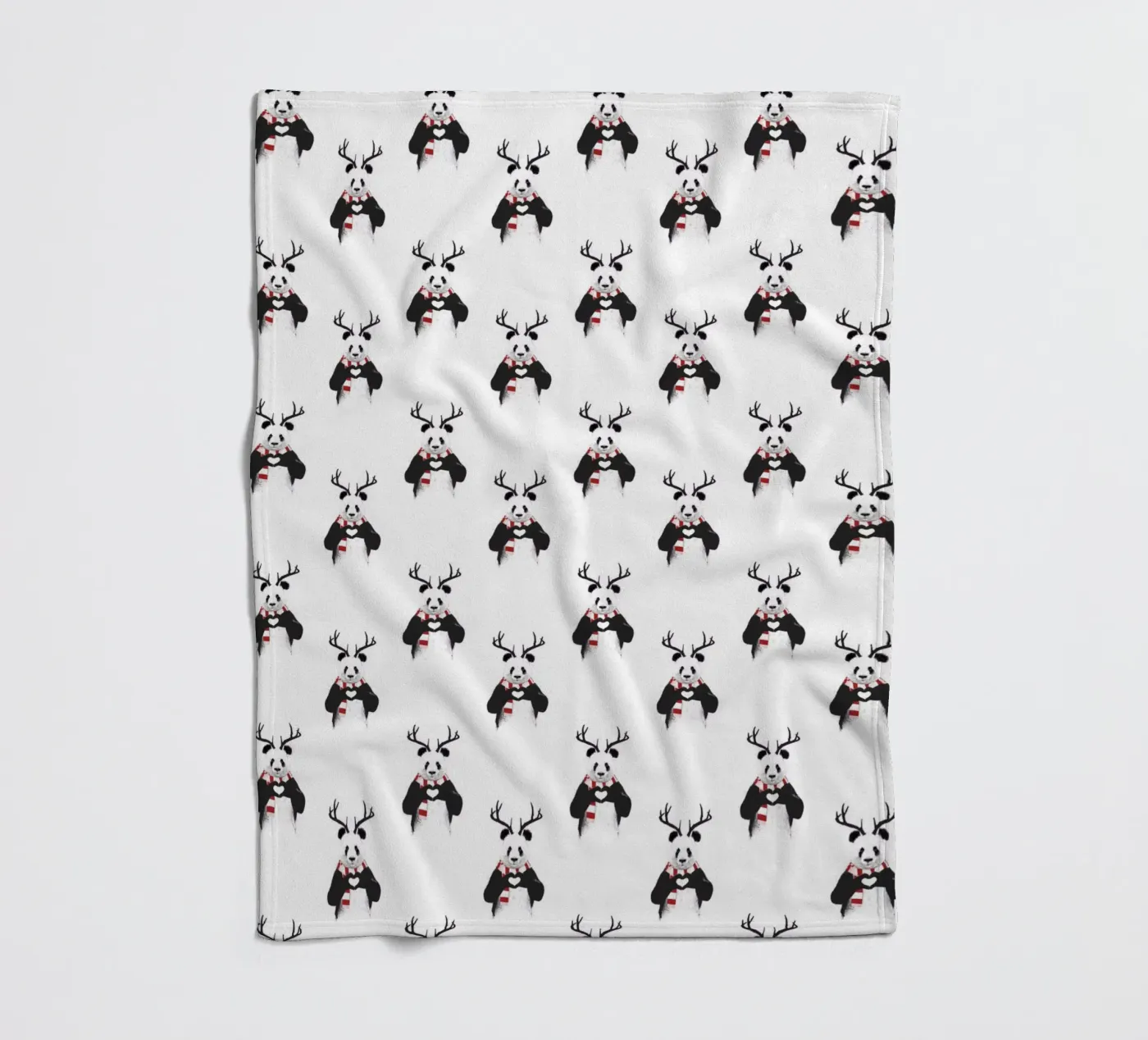 Xmas Panda Pattern fleece blanket by Balazs Solti