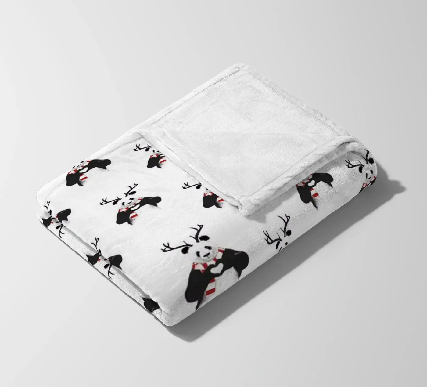 Xmas Panda Pattern fleece blanket by Balazs Solti