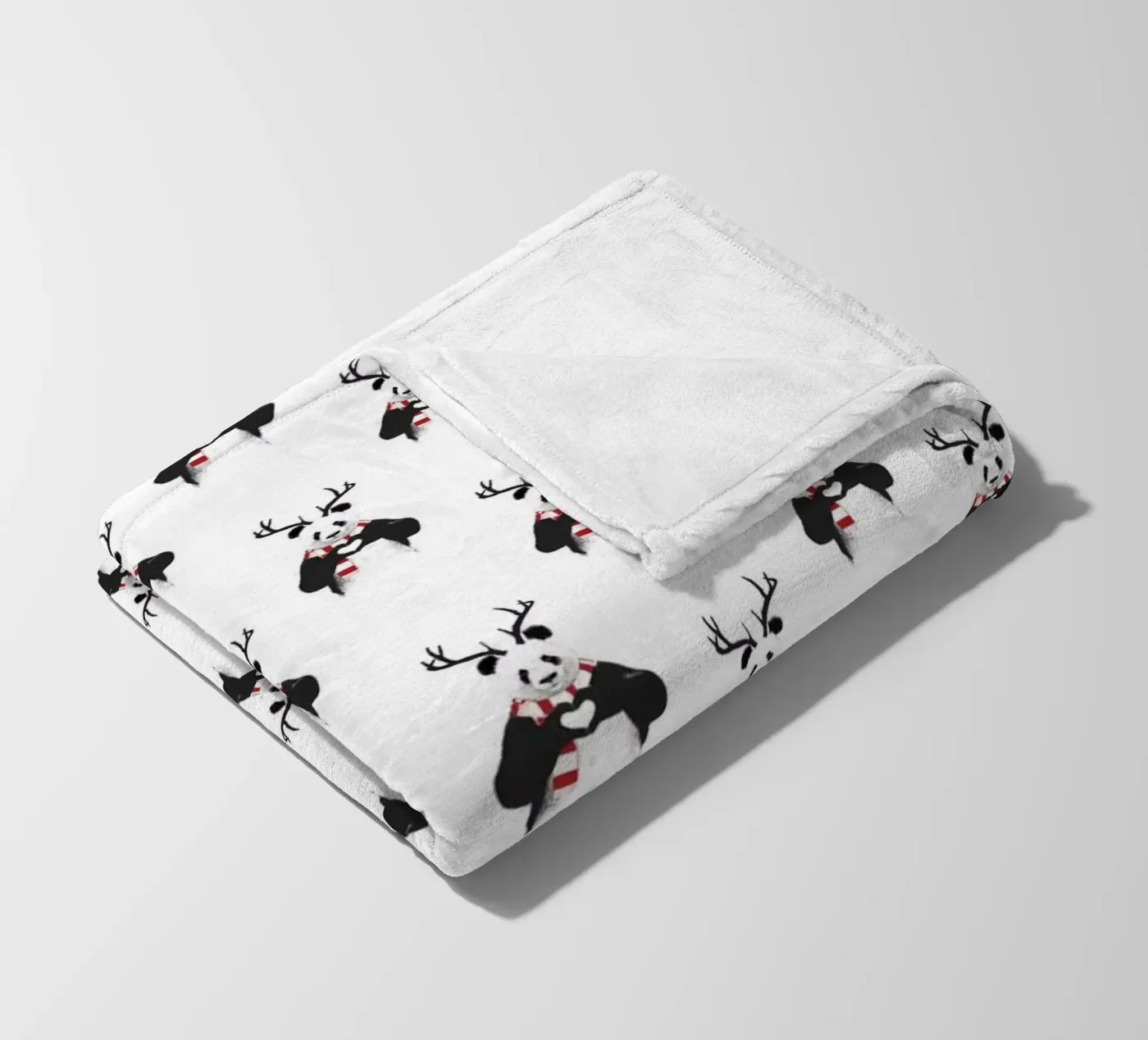 Xmas Panda Pattern fleece blanket by Balazs Solti