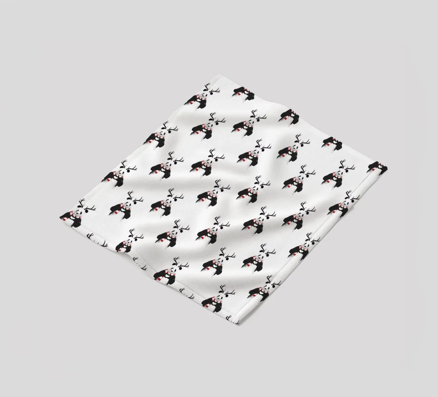 Xmas Panda Pattern fleece blanket by Balazs Solti