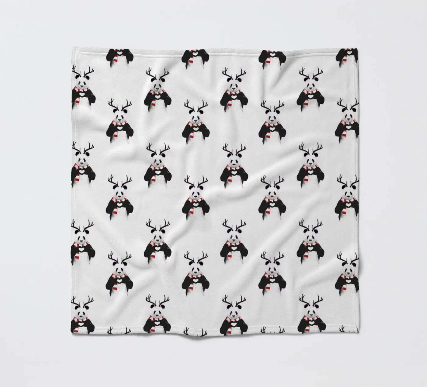 Xmas Panda Pattern fleece blanket by Balazs Solti