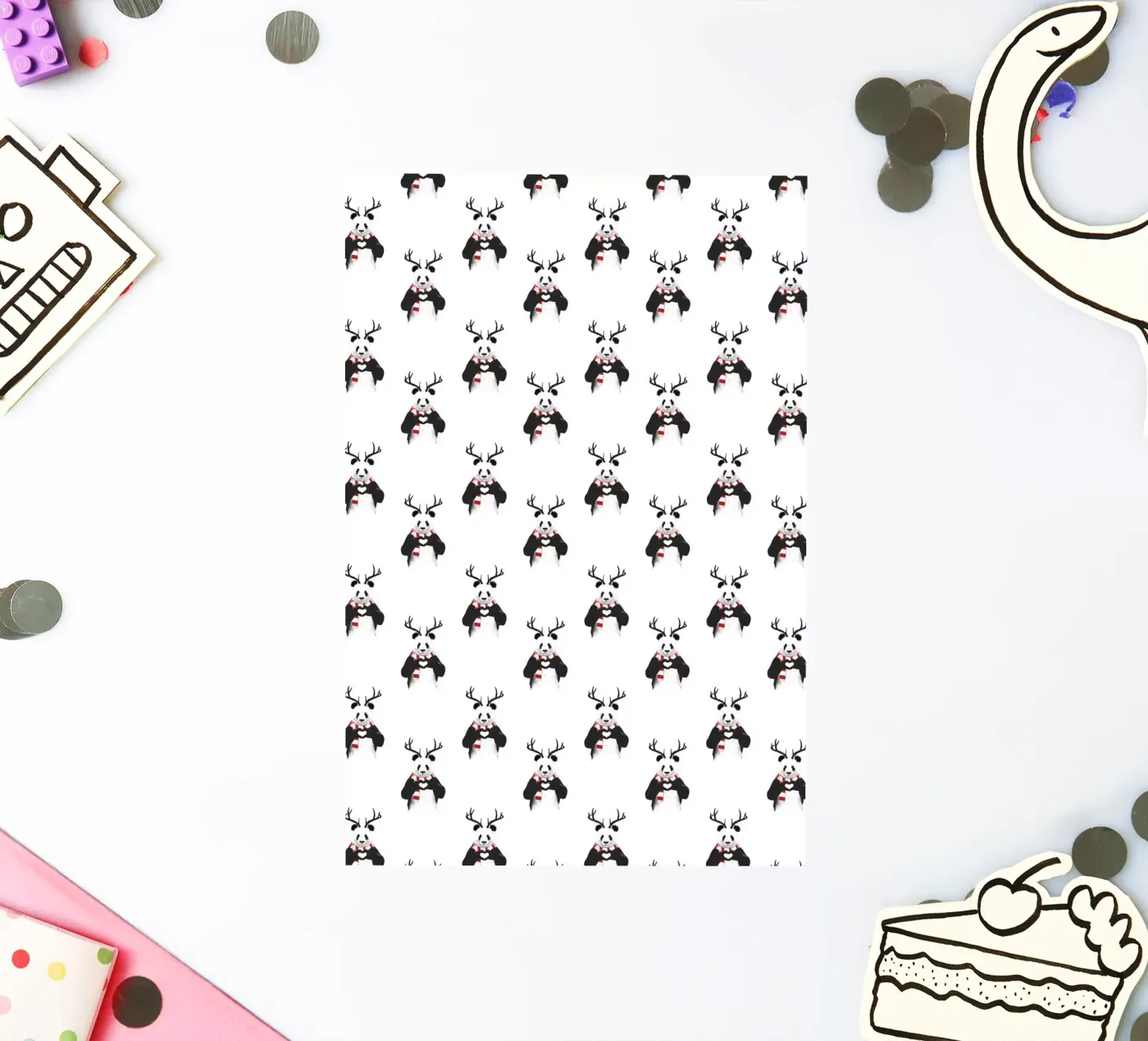 Xmas Panda Pattern sticker by Balazs Solti