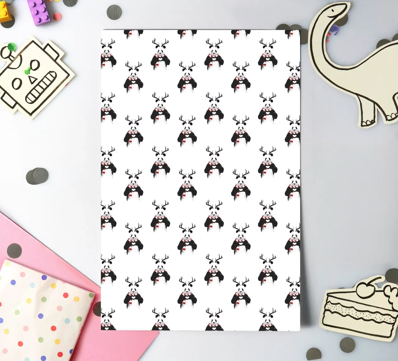 Xmas Panda Pattern sticker sheet by Balazs Solti