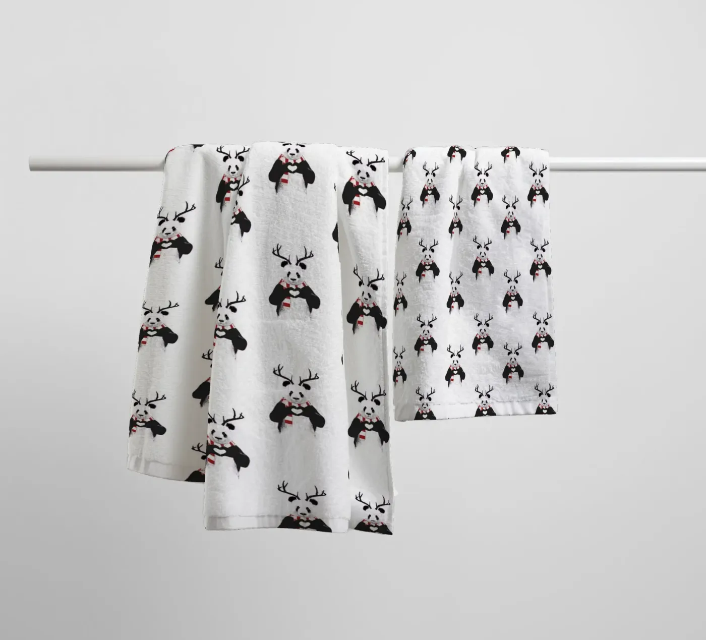 Xmas Panda Pattern badhanddoek van Balazs Solti