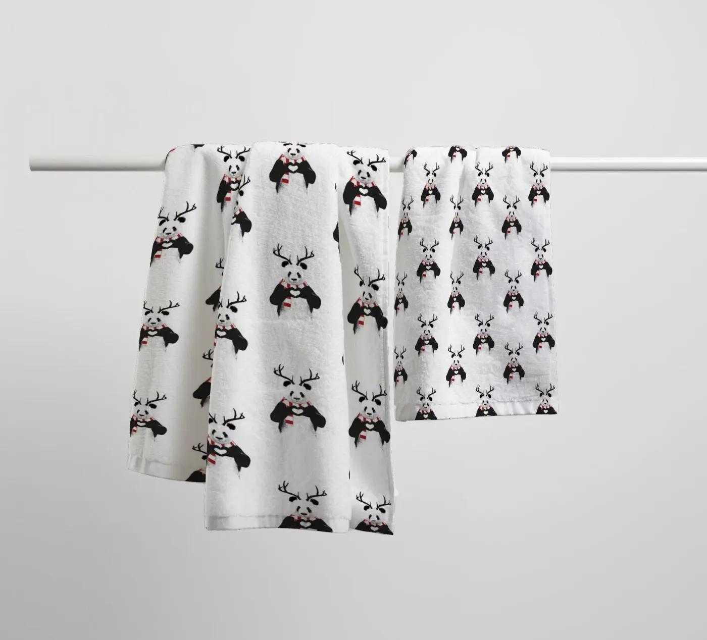 Xmas Panda Pattern badhanddoek van Balazs Solti