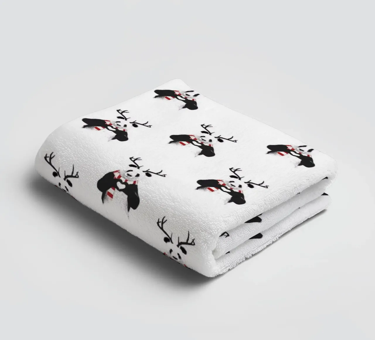 Xmas Panda Pattern towel by Balazs Solti