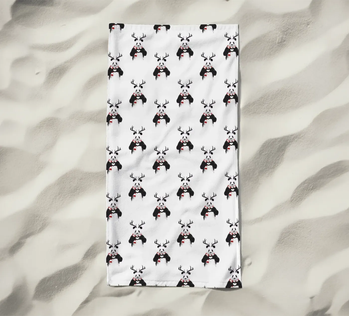 Xmas Panda Pattern strandhanddoek van Balazs Solti