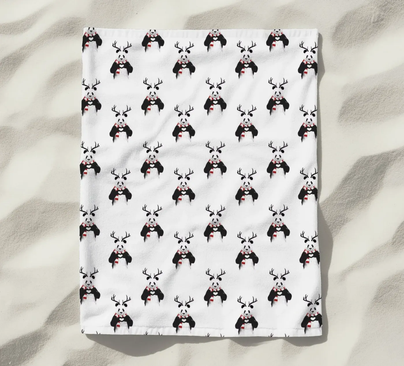 Xmas Panda Pattern strandhanddoek van Balazs Solti
