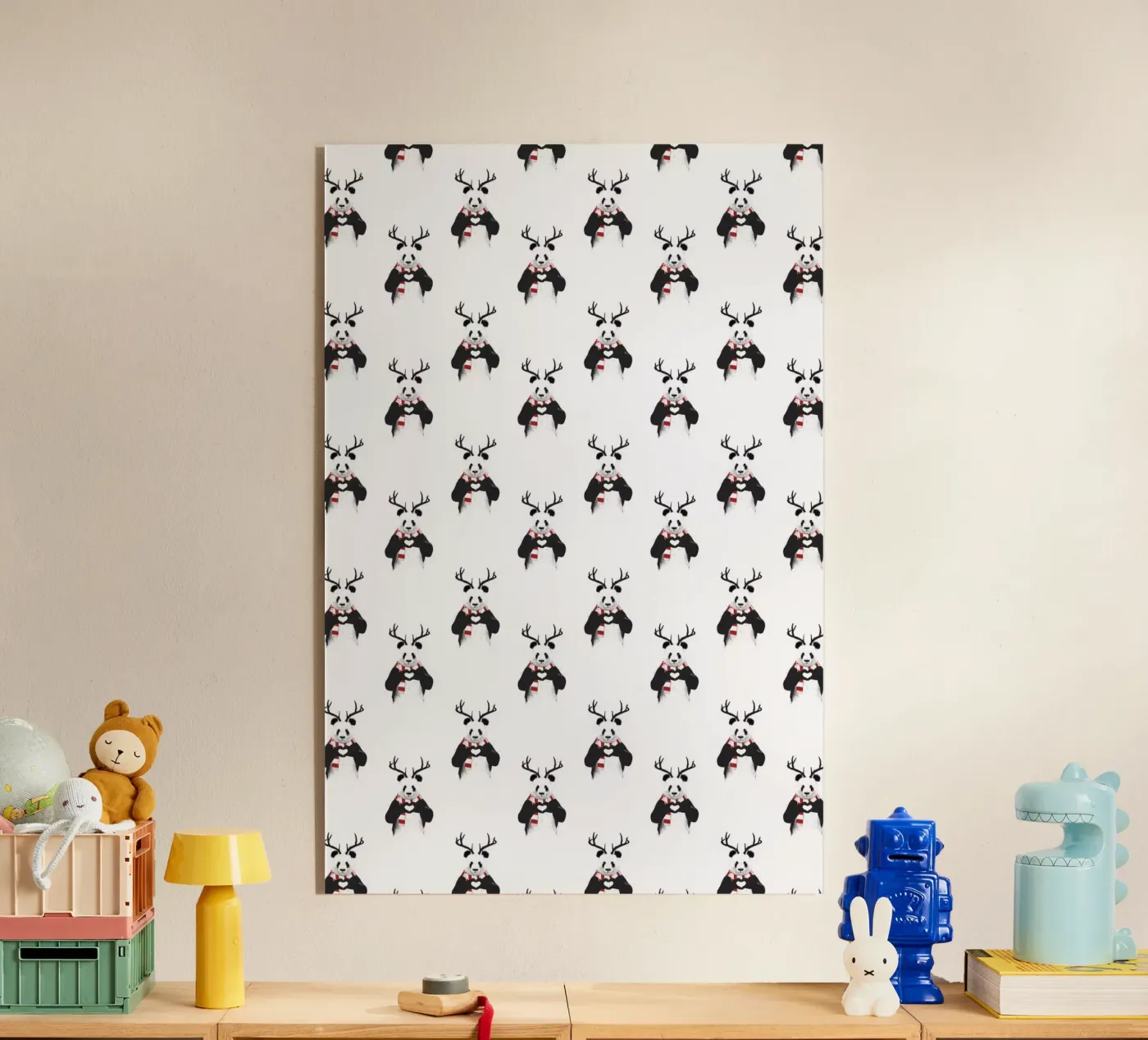 Xmas Panda Pattern acrylic glass by Balazs Solti