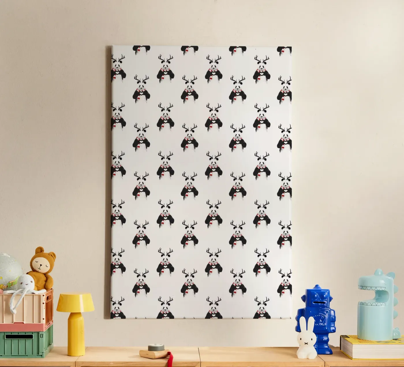 Xmas Panda Pattern canvas by Balazs Solti