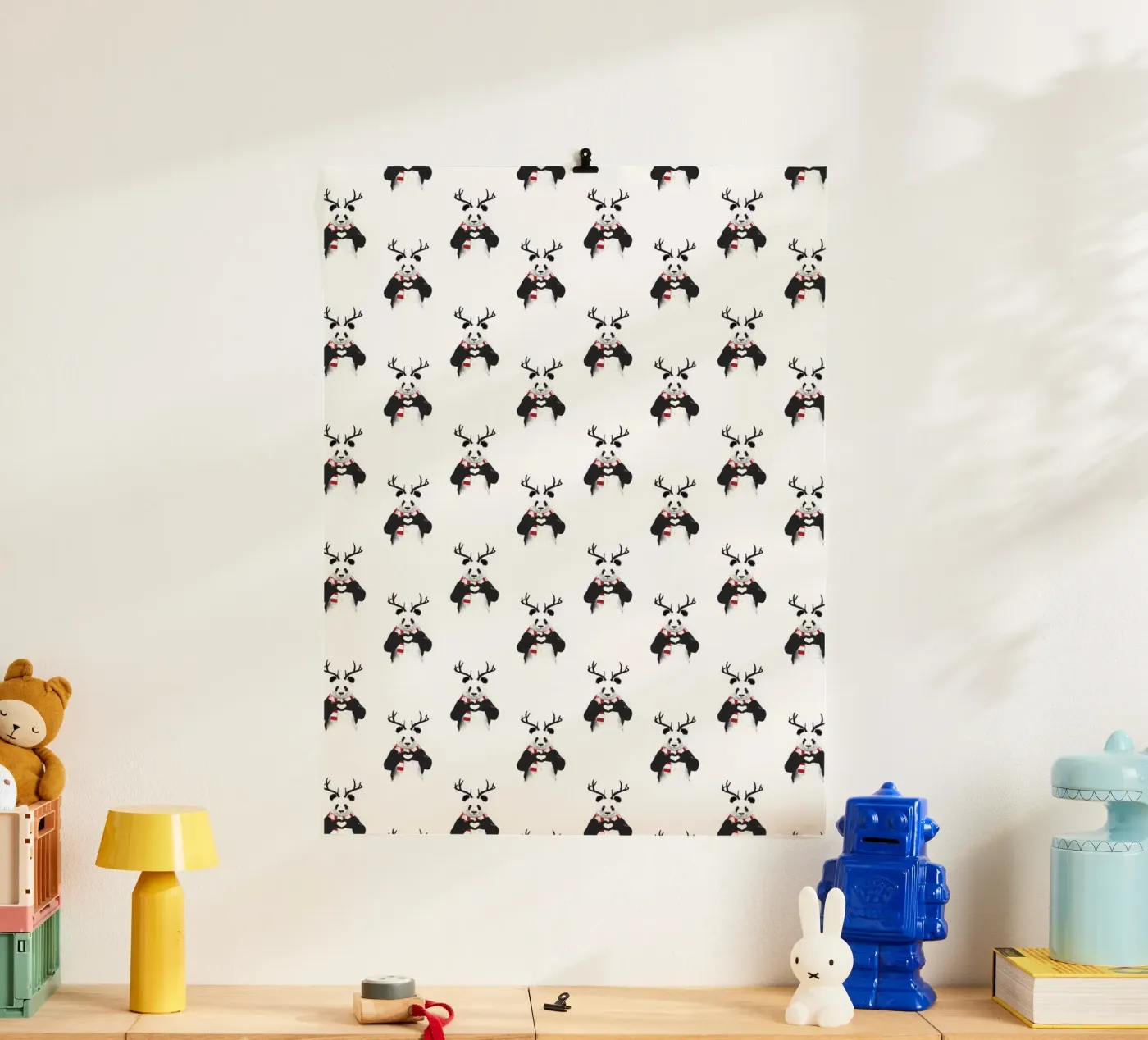 Xmas Panda Pattern poster by Balazs Solti