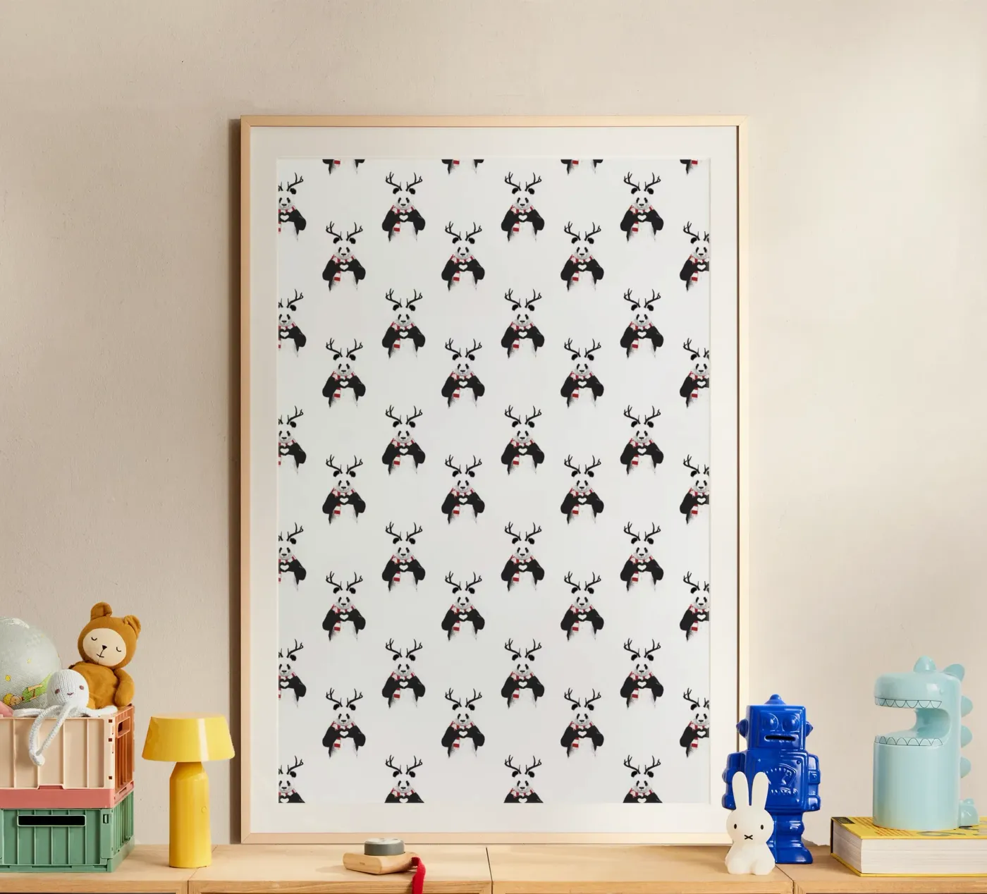 Xmas Panda Pattern poster by Balazs Solti