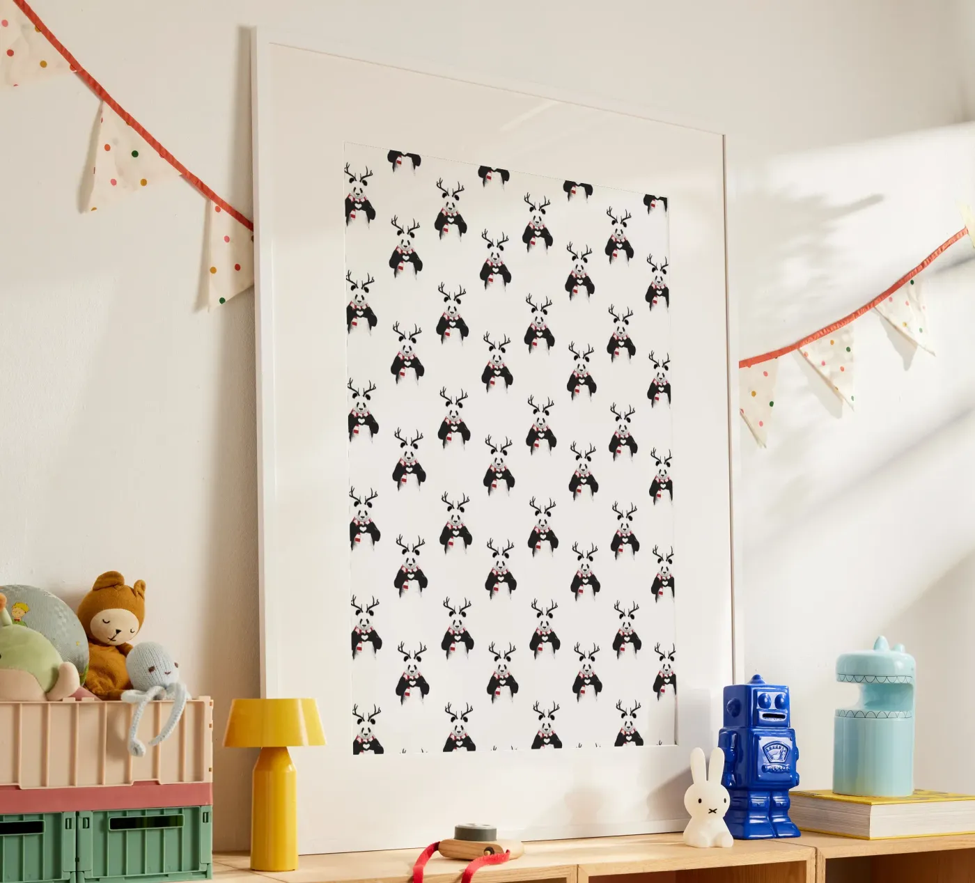 Xmas Panda Pattern poster by Balazs Solti