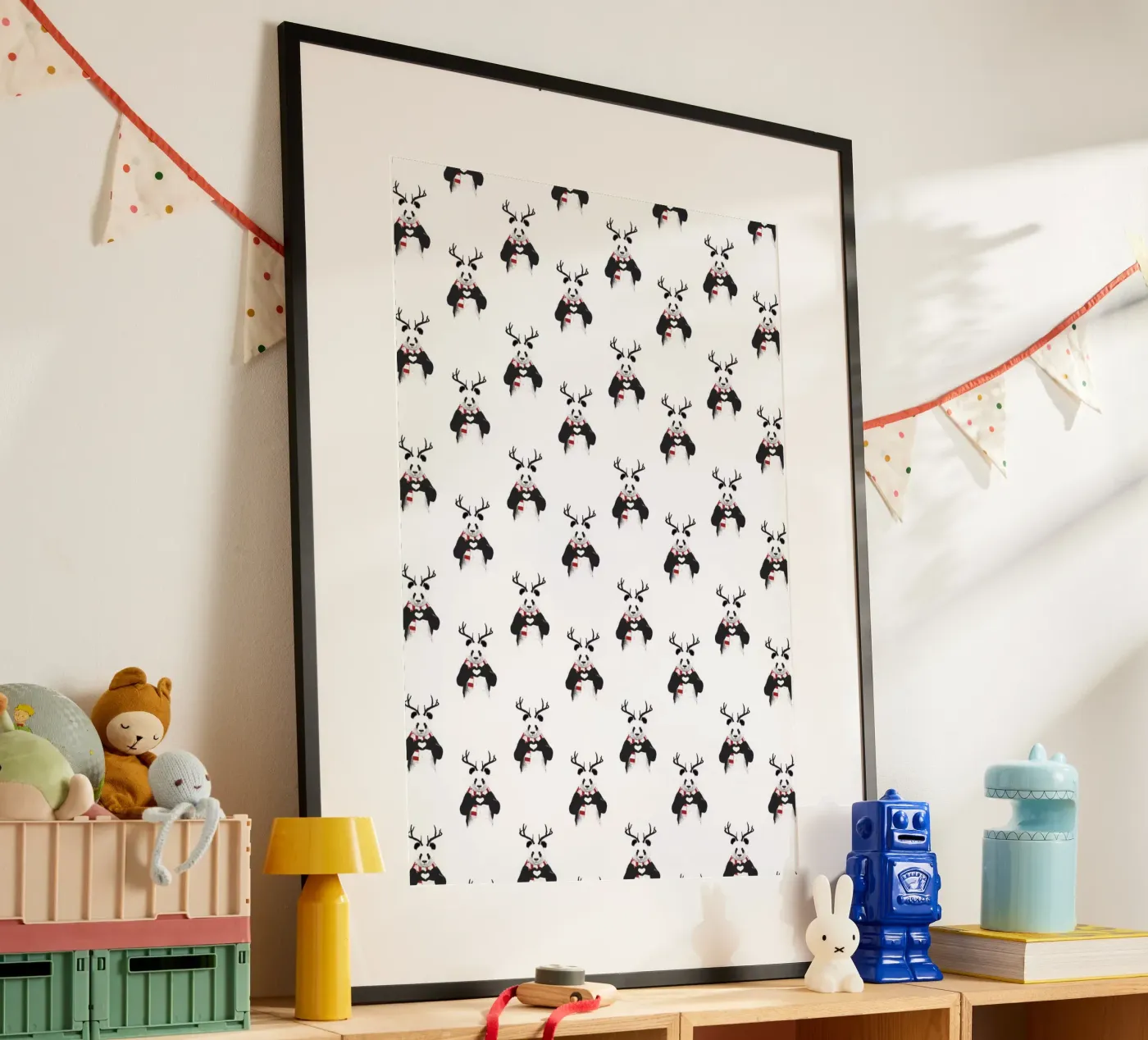 Xmas Panda Pattern poster by Balazs Solti