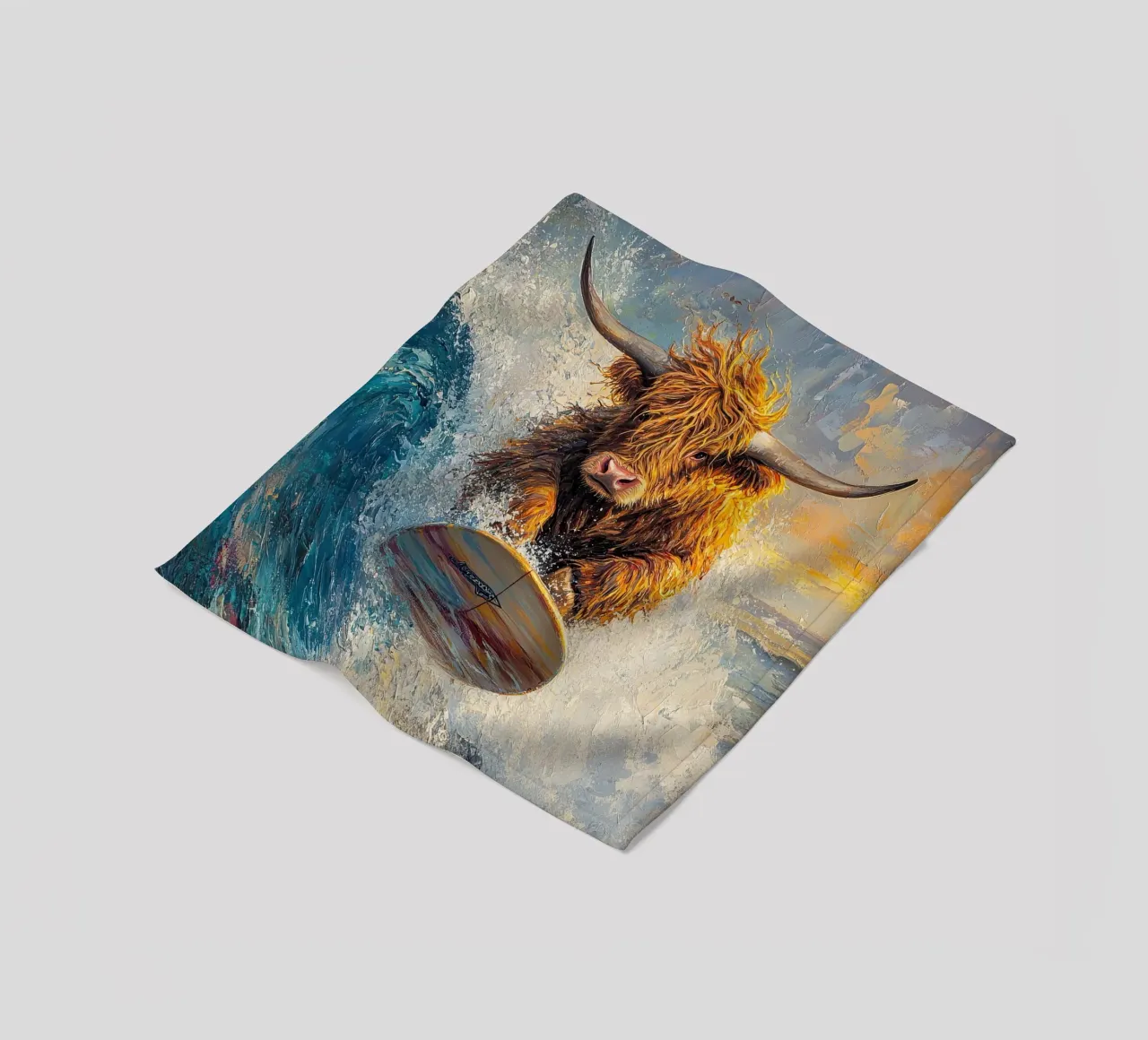 Mucca Highland surft coperta in pile da Nikis Art Studio