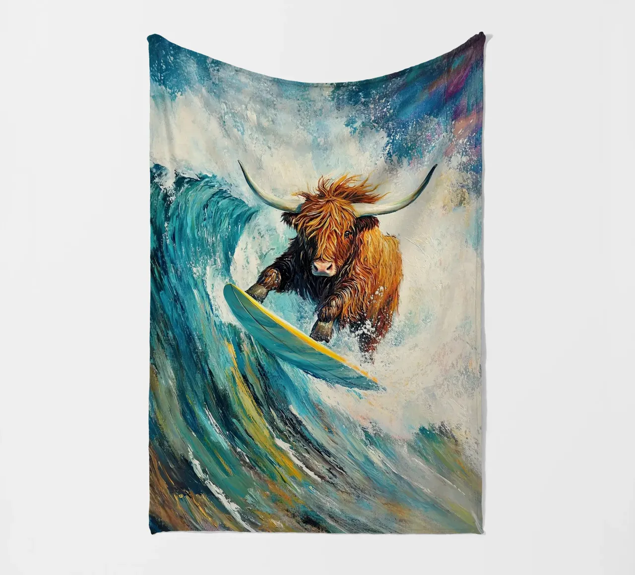 Mucca delle Highlands coperta in pile da Nikis Art Studio