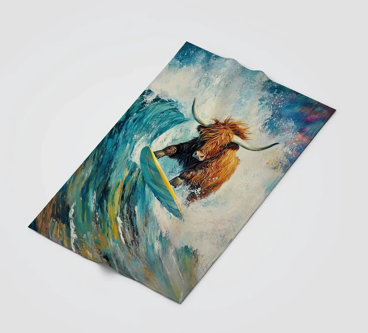 Mucca delle Highlands coperta in pile da Nikis Art Studio