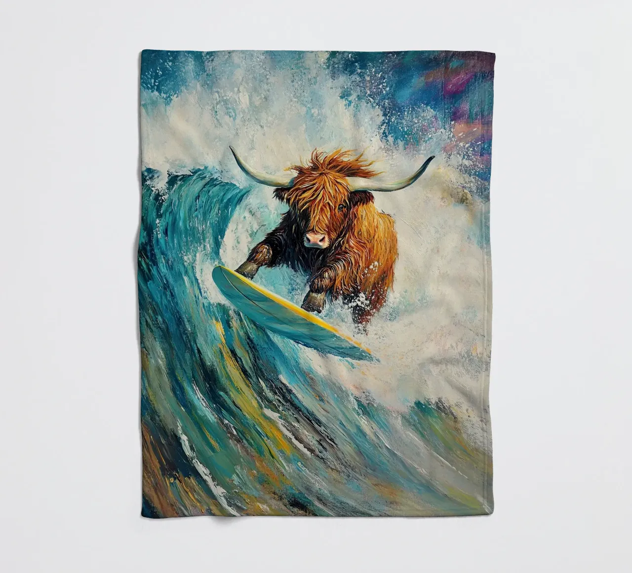 Mucca delle Highlands coperta in pile da Nikis Art Studio