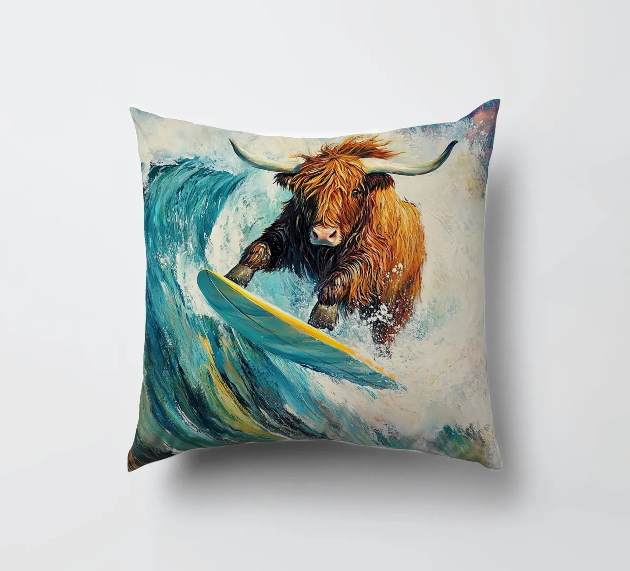 Mucca delle Highlands cuscino da Nikis Art Studio