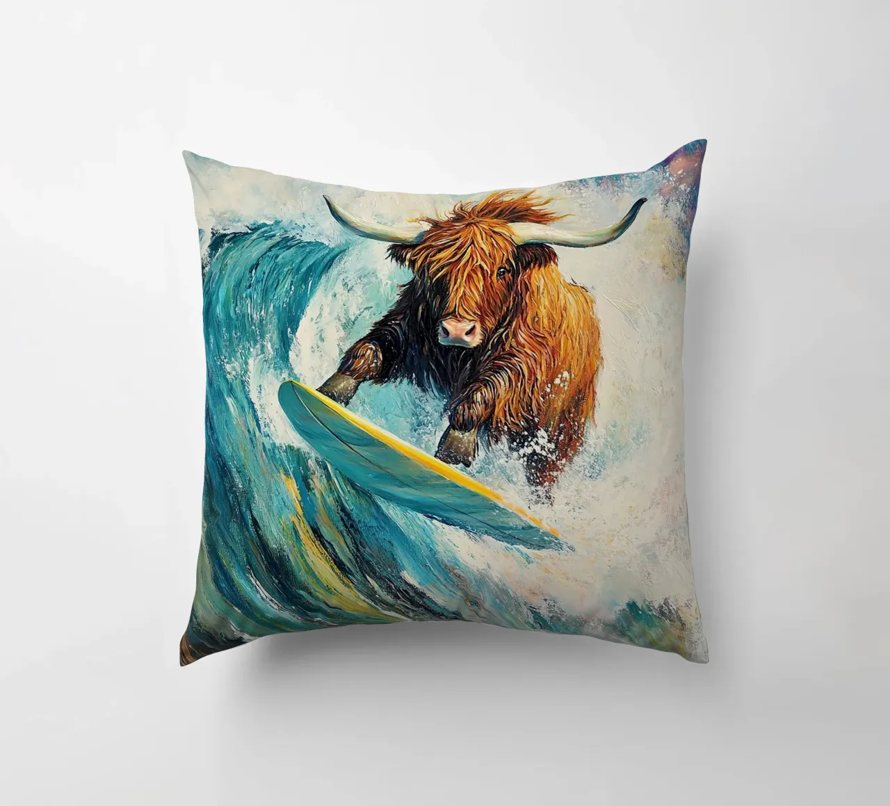 Mucca delle Highlands cuscino da Nikis Art Studio