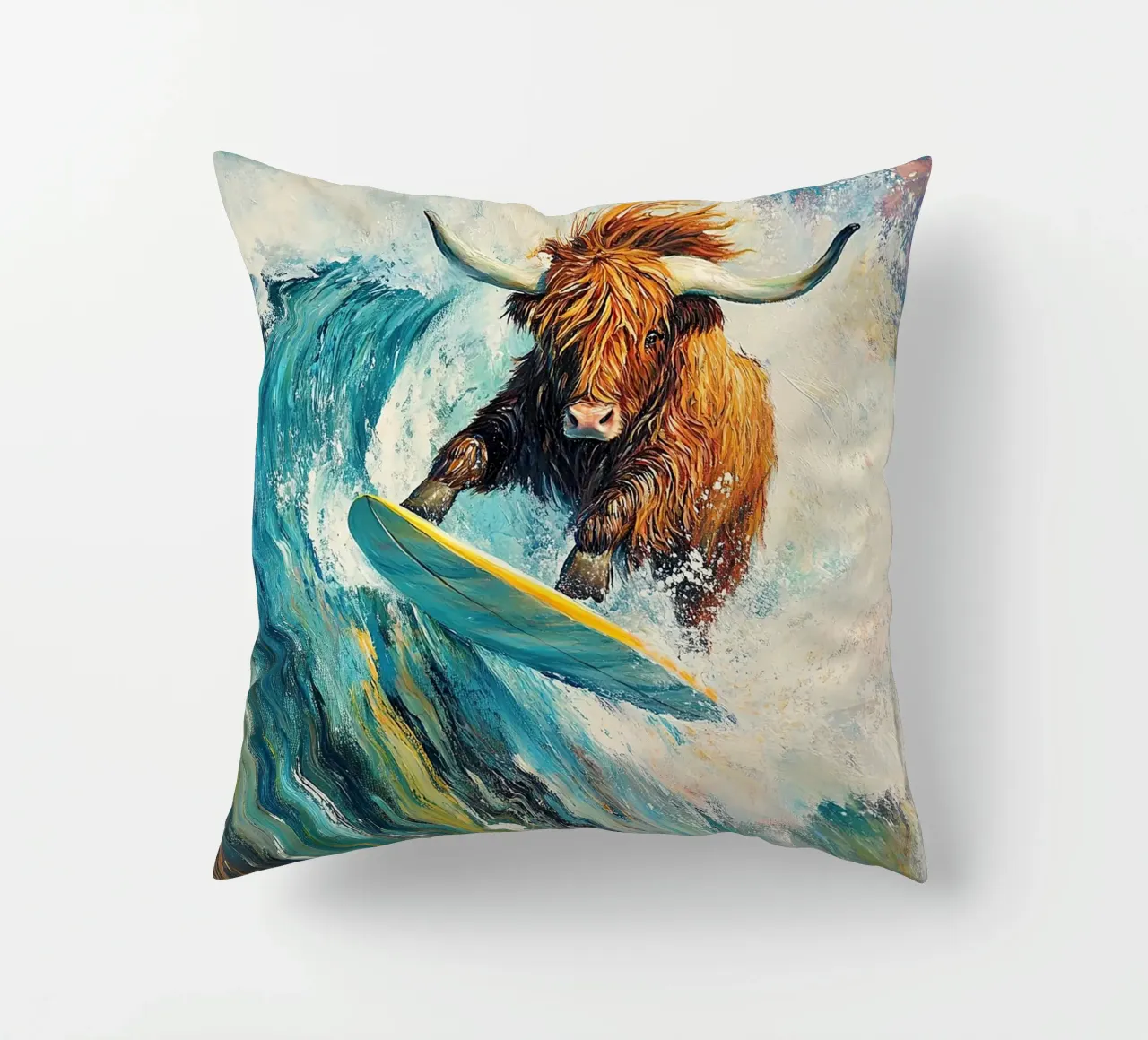 Mucca delle Highlands cuscino da Nikis Art Studio